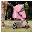 thumbnail image 4 of WDZS 3-Wheel Pet Stroller, Foldable Travel Jogger for Small & Medium Dogs & Cats (Up to 33lbs), Lightweight Carrier with Breathable Mesh Cover, Cup Holder & Storage Basket, Pink, 4 of 9