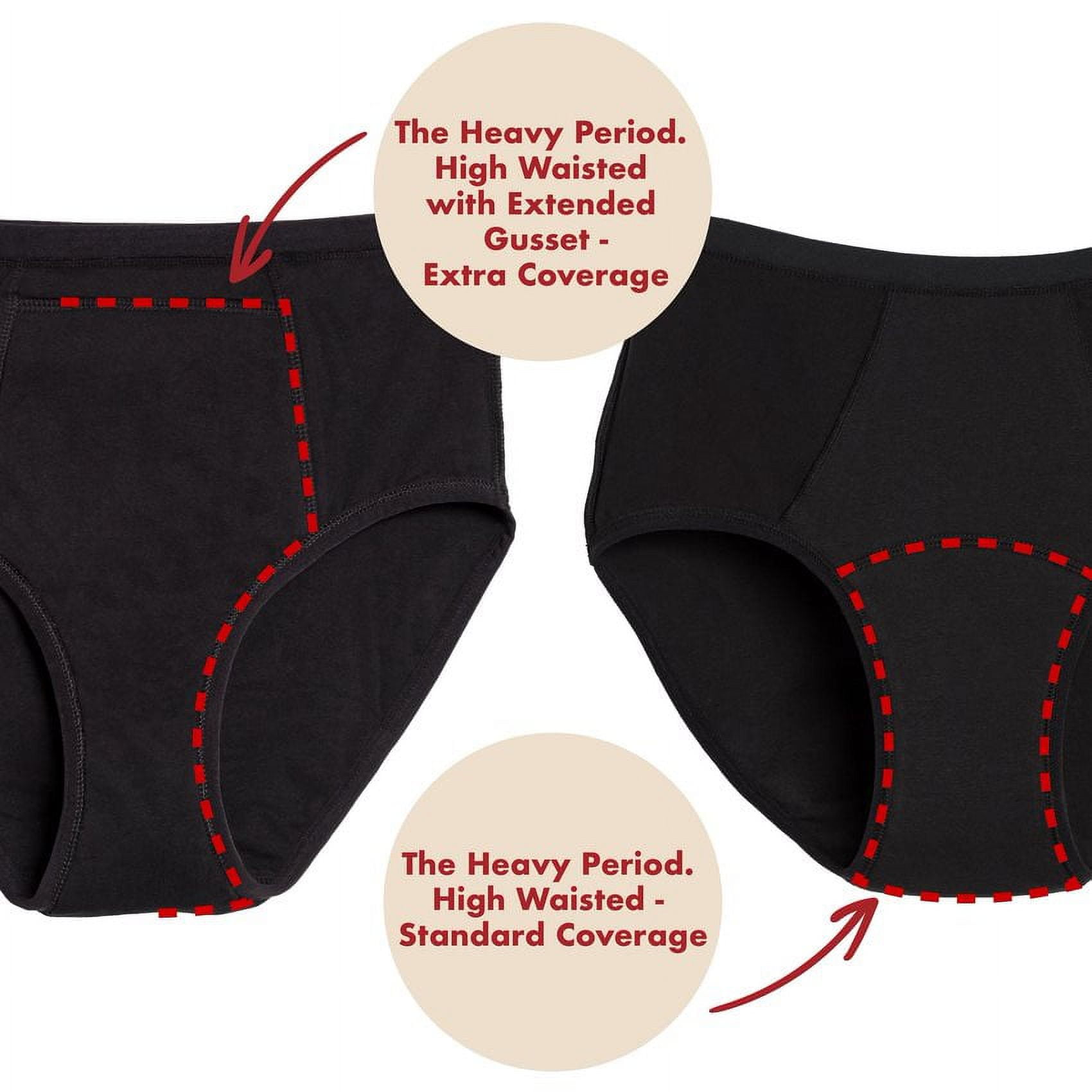 The Period Company. Organic Cotton Extra Coverage High Waisted, Period Underwear for Heavy Flows, Black