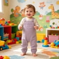 thumbnail image 2 of BOOMNY Toddler Girls Overalls Solid Sleeveless Jumpsuits for Kids Soft Baggy Fall Playsuits, 2 of 6