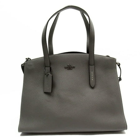 Authenticated Used Coach COACH handbag shoulder bag gray leather