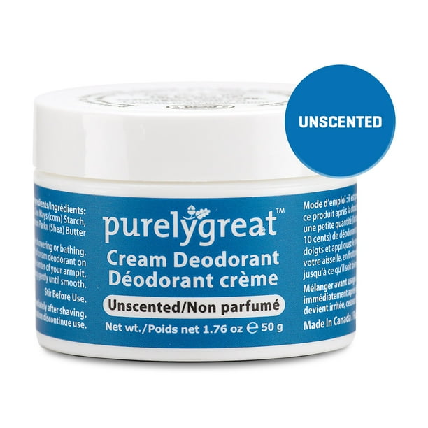 4 Pack - Purelygreat Natural Deodorant Cream - Unscented 50g