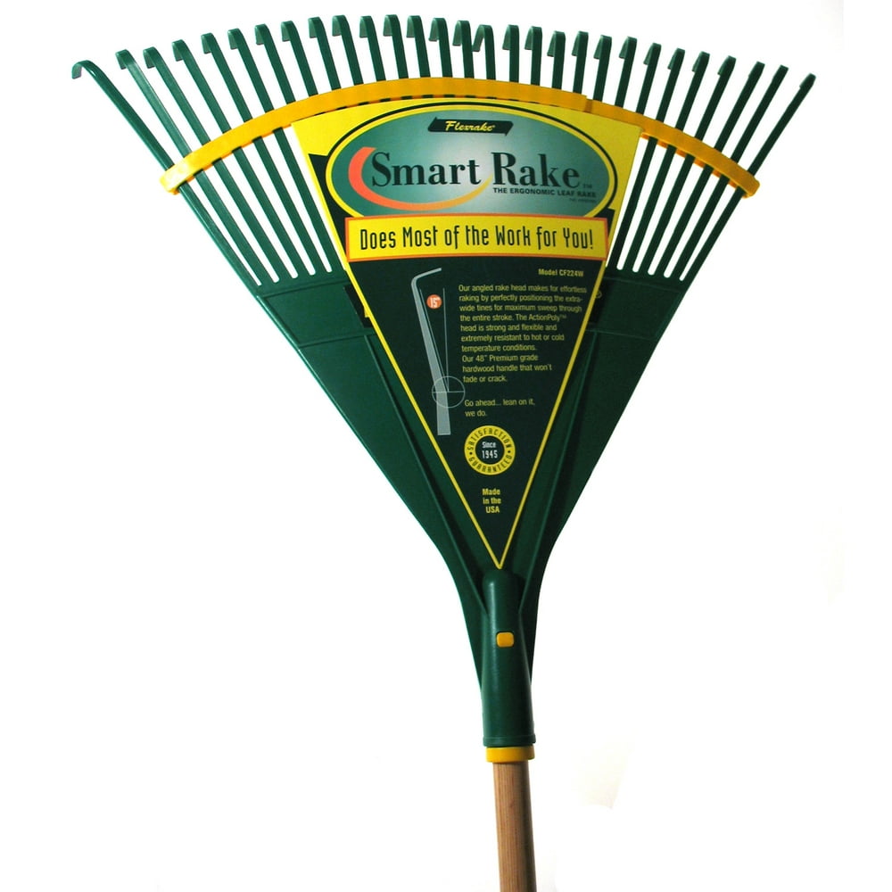 Flexrake CF224W 48" Handle 24" Actionpoly Head Ergonomic Leaf Rake