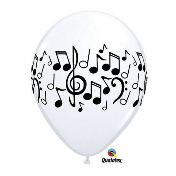 Burton & Burton 11" Music Notes White Balloons, Pack Of 50