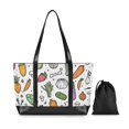thumbnail image 7 of FORMRS Canvas Laptop Tote Bag for Women with 15.6" Computer Compartments Shoulder Handbag, Purple Vegetables Pattern, 7 of 7