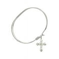 thumbnail image 2 of 7 inch Oval Eye Hook Bangle Bracelet w/ Cross medal charm w/ August Green Swarovski Crystal, 2 of 3