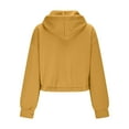 thumbnail image 5 of BiZtdJrK Womens Cropped Hooded Sweatshirt Long Sleeve Oversized Hoodies with Pockets Solid Workout Sweatshirts Yellow XL, 5 of 10