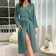 thumbnail image 4 of Hifoo Nightwear Women Kimono Robes Long Knit Bathrobe Lightweight Soft Knit Solid Color Sleepwear V Neck Casual Ladies Loungewear Soft Homewear, 4 of 4