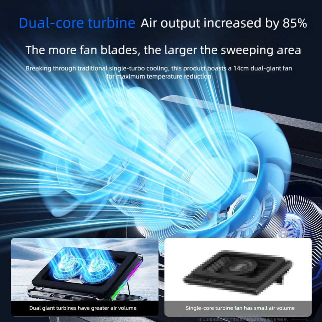 Laptop Cooling Fan Enhances 15x Airflows Overclocking Cooling Low Noise Fan for 15-21Inch Notebook Lightweighted