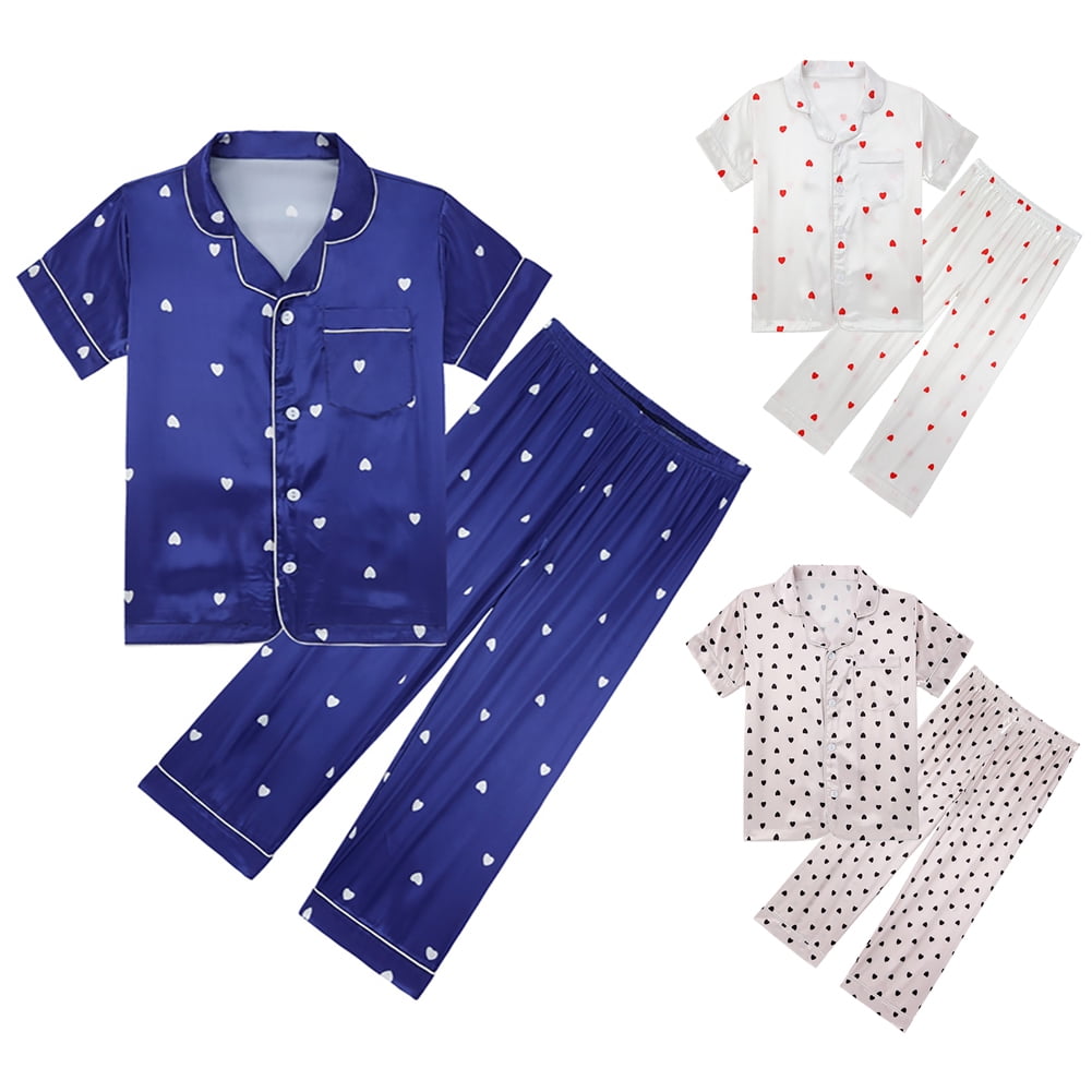 URMAGIC Girls Satin Pajama Set Silk Pjs Long Sleeve Kids 2 Piece Sleepwear  Button-Down Nightwear Loungewear(6-13T) 