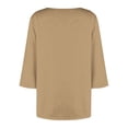 thumbnail image 6 of asdoklhq Oversized Tshirts for Women Crop Tops Crewneck Plus Size Fashion Women's Casual Printed V-Neck Long Sleeve T-shirt Button Spring and Summer Tops Khaki 4X, 6 of 7