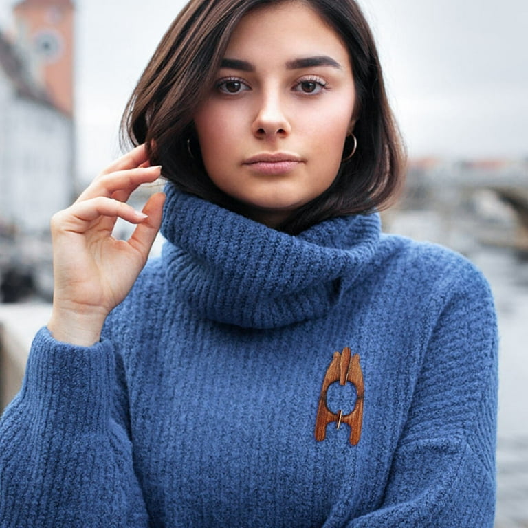 Wooden pin brooch sale