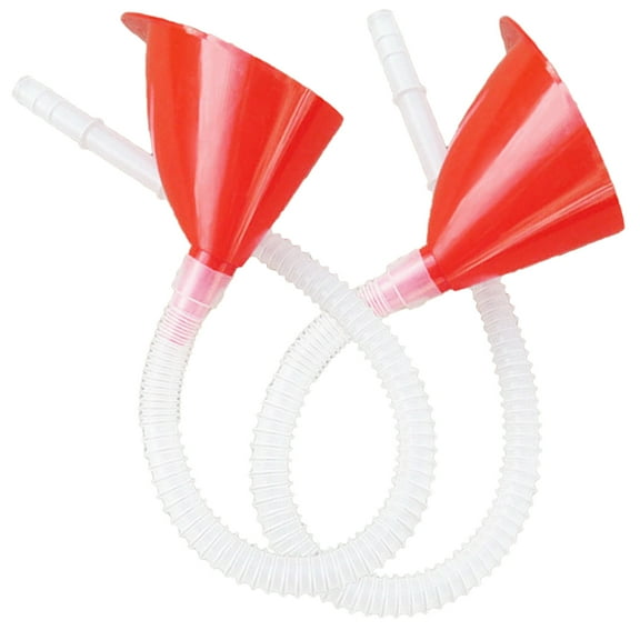 2 Sets Funnel with Hose Extra Long Transmission Oil Spout Red