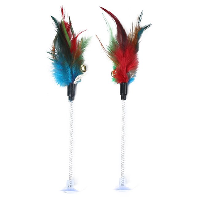 2PCS Cat Teasers Interactive Elastic Bell Kitten Wands Cat Play Toys Cat Wands