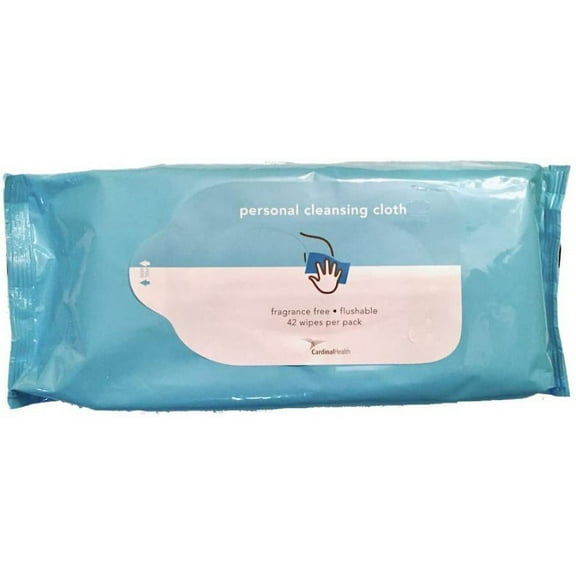 Cardinal Health Personal Cleansing Cloths - Hydraspun Fiber, Unscented, pH Balanced, 42 Count