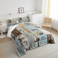 thumbnail image 4 of Rustic Farmhouse Comforter Set Queen, Windmill Bedding Set Women, Cow Farm Animal Colorful Wooden Bedding Comforter Sets Barn Door Western Country Duvet Insert Bedroom Decor,Teal, 4 of 5