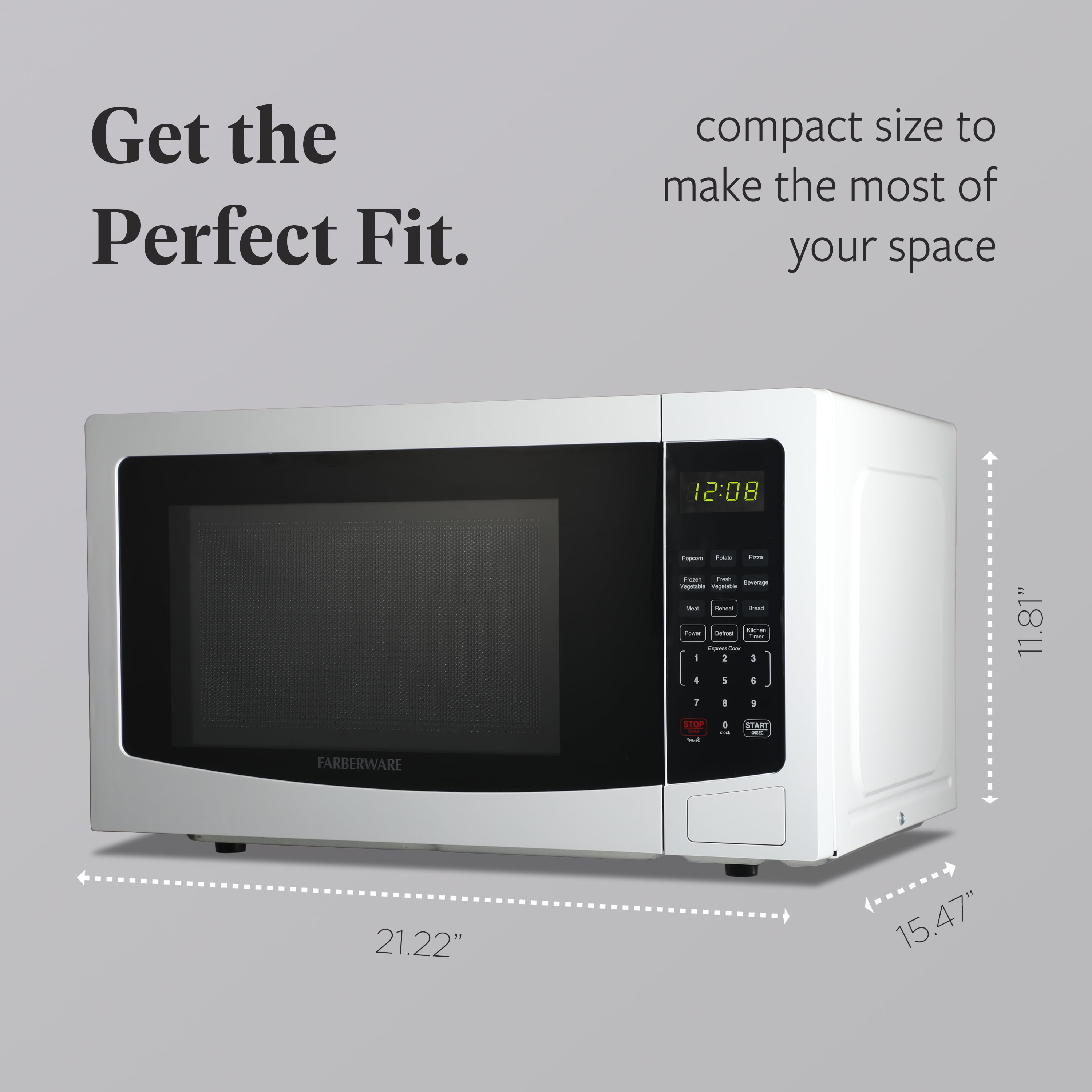 Farberware 1.1 cu ft Microwave Oven, 1000W Countertop Microwave Oven with 8 Auto Cook Programs, White