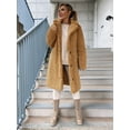 thumbnail image 4 of Women'S Casual Long-Sleeved Lapel Button Coat Autumn and Winter Plush Coat Long Coat Khaki L, 4 of 9