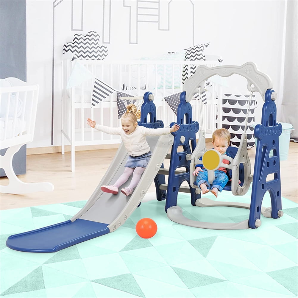 Senbabe 3in1 Kids Slide for Toddlers Age 13 Slide and Swing Set