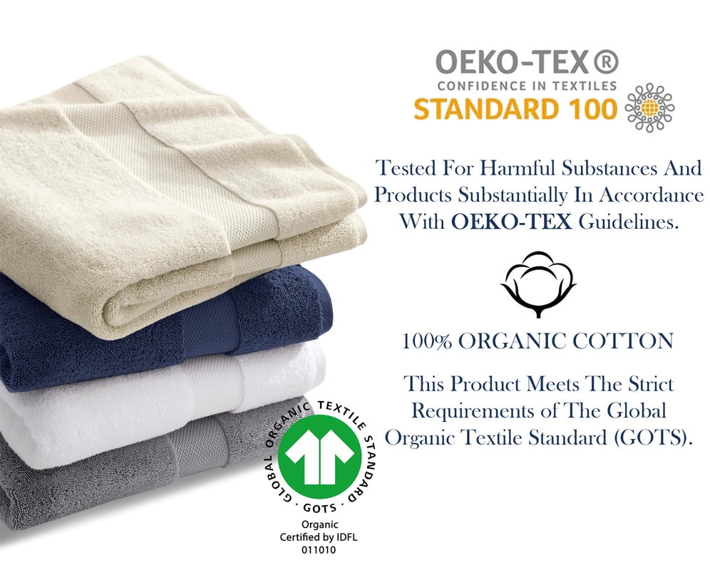 A1 Home Collections LLC Delara Organic Cotton Luxuriously Plush  Hand Towel Pack of 2 |GOTS & OEKO-TEX Certified |650 GSM Long Staple | Quick Dry &