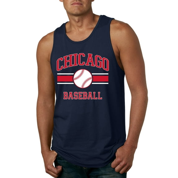 Wild Bobby City of Chicago Baseball Fantasy Fan Sports Men's Tank Top, Navy, Medium