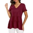 thumbnail image 2 of Blusas de Manga corta NikouMX Tops Peplum Casuales para Mujer Babydoll de Verano, 2 of 6