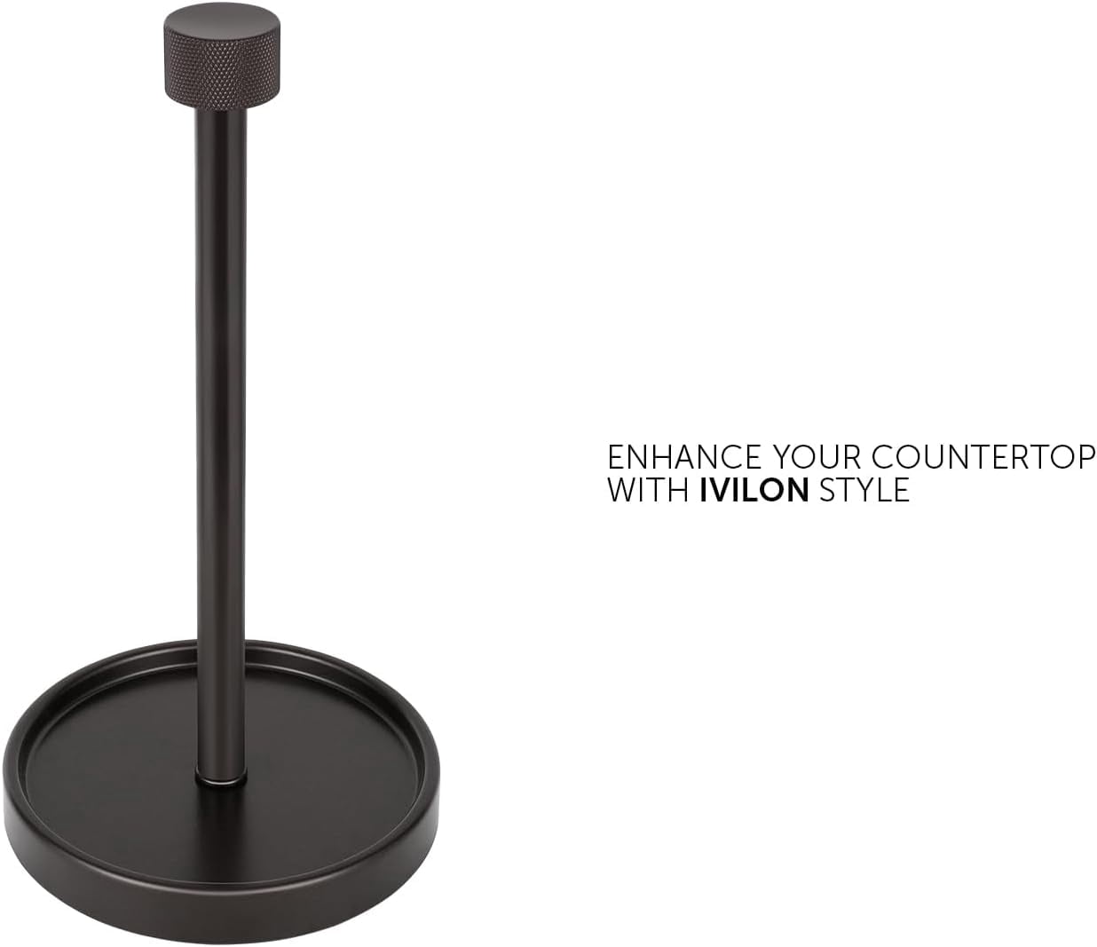 Countertop Paper Towel Holder - Modern Knurling End Cap Minimalist Design - Color Oil Rubbed Bronze