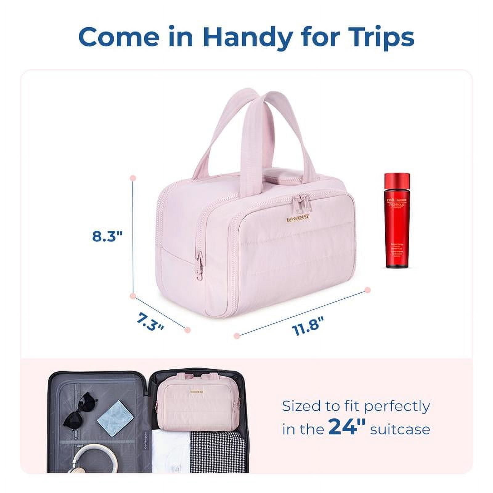 BAGSMART Zora Spacesaver 4-in-1 Puffy Multi-Functional Toiletry Bag for Women – Large Capacity Travel Organizer with 4 Compartments Outdoorfun Makeup Pouch FallFreshness