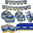 thumbnail image 1 of Material para la fiesta de graduación, juego de vajilla desechable 2026 con platos, vasos, servilletas, mantel y pancarta, paquete de 6 piezas para ceremonia y jornada de puertas abiertas, 1 of 6
