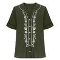 thumbnail image 5 of Babysbule V-Neck Short Sleeve Embroidery Floral Blouses & Tops, Women's Tops, 5 of 7