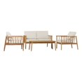 thumbnail image 1 of Modern Outdoor Spindle Style 4 Piece Solid Wood Chat Set - Natural, 1 of 5