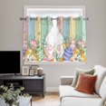 thumbnail image 4 of Easter Kitchen Curtains Window Panels, Spring Rabbit Ears Foot Eggs Floral Wooden Grain Insulated Window Treatment Curtain, Grommet Curtains for Bedroom/Living Room/Bathroom, 2 Piece 42"Wx45"L, 4 of 8