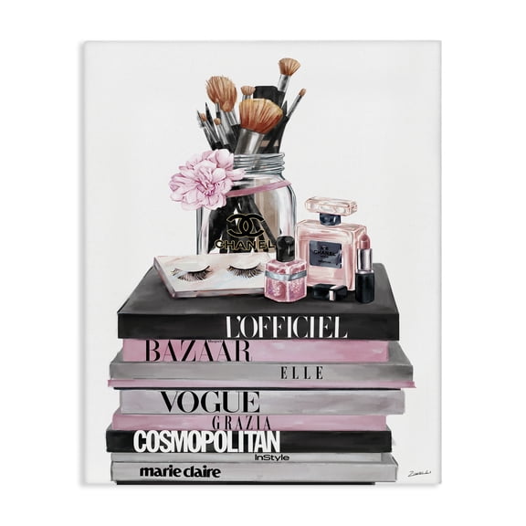 Stupell Industries Eclectic Fashion Accessories Glam Magazine Book Stack Canvas Art, 24 x 30, by Ziwei Li