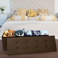 thumbnail image 6 of VibrantEcho 43 Inches Folding Storage Ottoman Bench, Storage Chest, Footrest for Entryway, Living Room, Holds up to 660 lb, Brown, 6 of 12