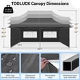 thumbnail image 3 of HOTEEL 10x20 ft Canopy with Extended Awning, Heavy Duty EZ Pop up Folding Canopy Tent with Roller Bag, Rainproof&Sunproof Awning Gazebo Shelter for Party Events, Market, Vendor, Black, 3 of 10