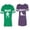 Men Green / Women Purple, variant on Beast Beauty Unisex Couple Matching Cotton Jersey style T-Shirt Contrasting stripes on sleeves (Men Green / Women Red) (Men L / Women S)