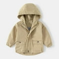 thumbnail image 2 of Agkizg Boys Cargo Jackets,Hood Work Coat Jacket,Solid Color Long Sleeved Hooded Zipper Jacket with Pockets, 2 of 3