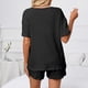 thumbnail image 3 of Women's Knitted V-neck Short-sleeved Top and Shorts Pajama Two-Piece Set Pink XXXL, 3 of 4