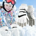 thumbnail image 2 of Likimi Toddler Kids Boys Girls Gloves Solid Color Thick Thermal Relaxed Gloves Fall Winter Ski Gloves Size 8-10 Years White, 2 of 4