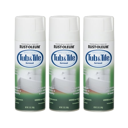 (3 Pack) Rustoleum Tub And Tile White Aerosol (Best Paint For Hot Tub Cabinet)
