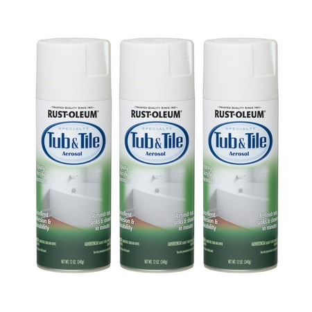 (3 Pack) Rustoleum Tub And Tile White Aerosol (Best Paint For Cast Iron Tub)