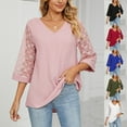 thumbnail image 7 of gakvbuo Summer Tops For Women'S Lace 3/4 Sleeve Dressy Blouses V Neck Tunic Tops, 7 of 7