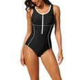 thumbnail image 1 of Charmo Women Athletic One Piece Swimsuit Zipper Racerback Bathing Suit Swimwear, 1 of 7