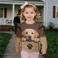 thumbnail image 4 of Xixirimido Labrador Dog Brown Print Toddler Girls Sweatshirt Crewneck Pullover Long Sleeve Tops Blouse Graphic Sweater T-Shirt Fall Winter Clothes Ruffle Shoulder, for 5-6Y, 4 of 7
