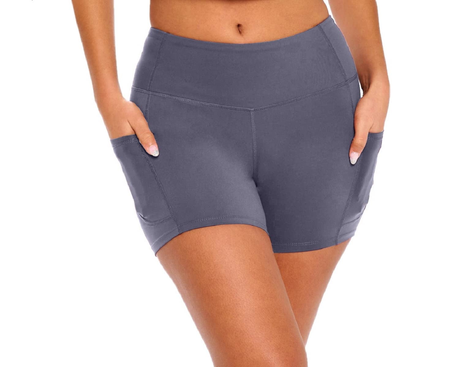 M&M SCRUBS Women's High Waist Yoga Shorts Tummy Control with Deep