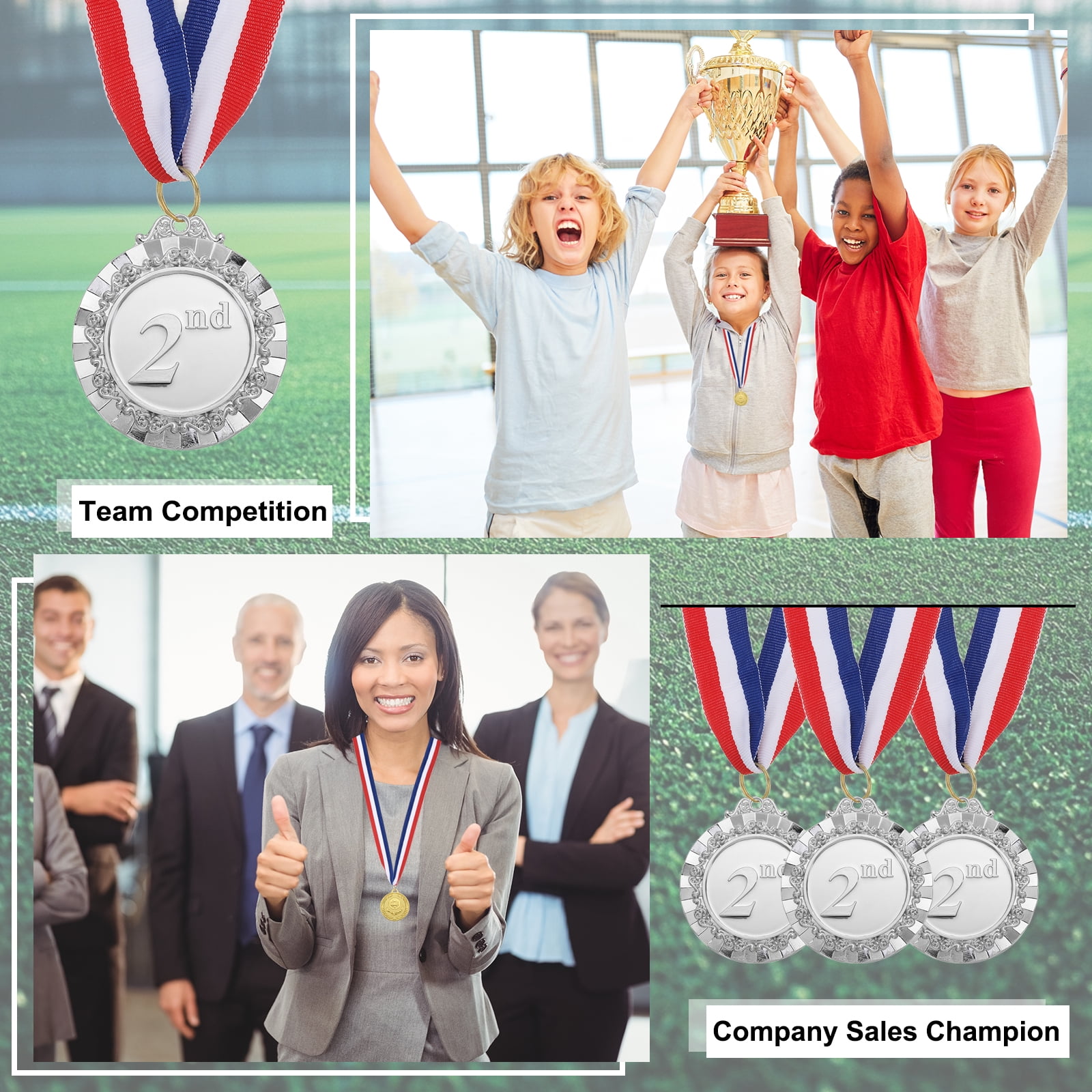 Uxcell Award Metals, Prize Medals Ring Winner Medals with Neck Ribbons Silver