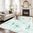 thumbnail image 3 of Area Rug for Living Room, Green Flower Non-Slip Indoor Ex Large Carpet for Bedroom/Dining Room, Watercolor Floral Botanical Line Drawing Print Washable Low-Profile Floor Runner Rugs - 8 x 10 Ft, 3 of 7