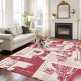 thumbnail image 4 of 8x10 Washable Area Rug, Vintage Art Non-Slip Extra Large Rectangle Rug for Living Room Bedroom, Red International Buildings Paris Towers Linen Indoor Floor Mat for Home Decor, 4 of 9