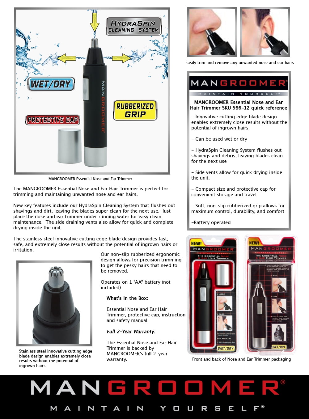 Mangroomer Pro Essential Nose And Ear Hair Trimmer Walmart Com