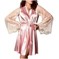 Aobny Satin Cute Womens Nightgowns Pink Long Sleeve Above-the-Knee ...