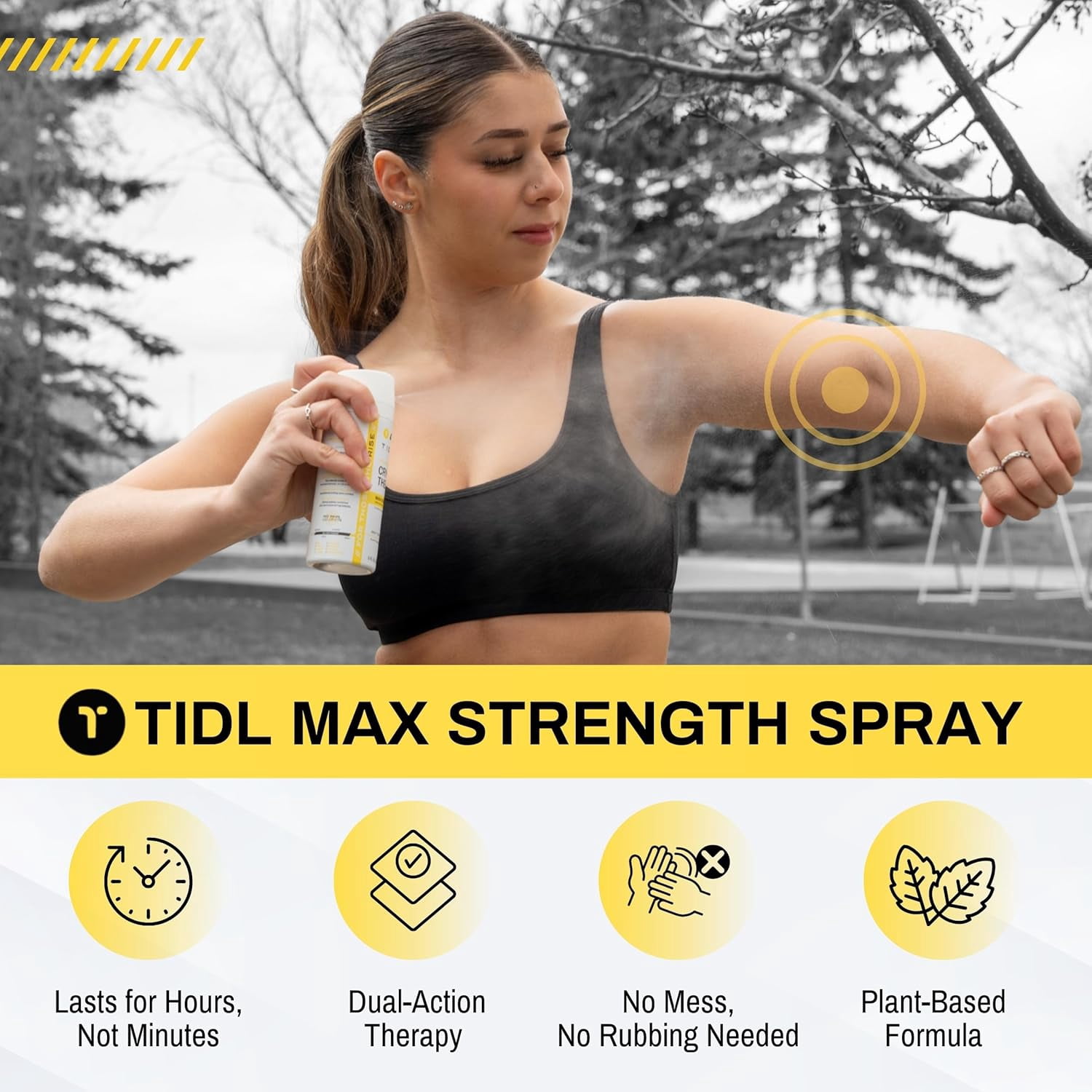 TIDL Max Strength Cryotherapy Menthol & Camphor Pain Relief Spray for Body Aches & Pains, 3 fl oz